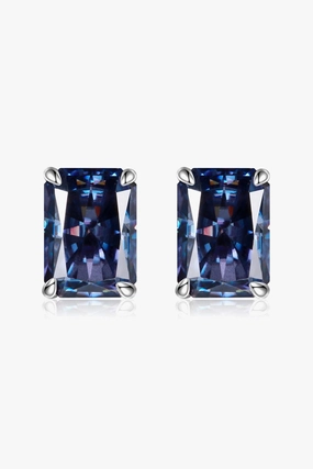 2 Carat Rectangle Moissanite 4-Prong Stud Earrings 