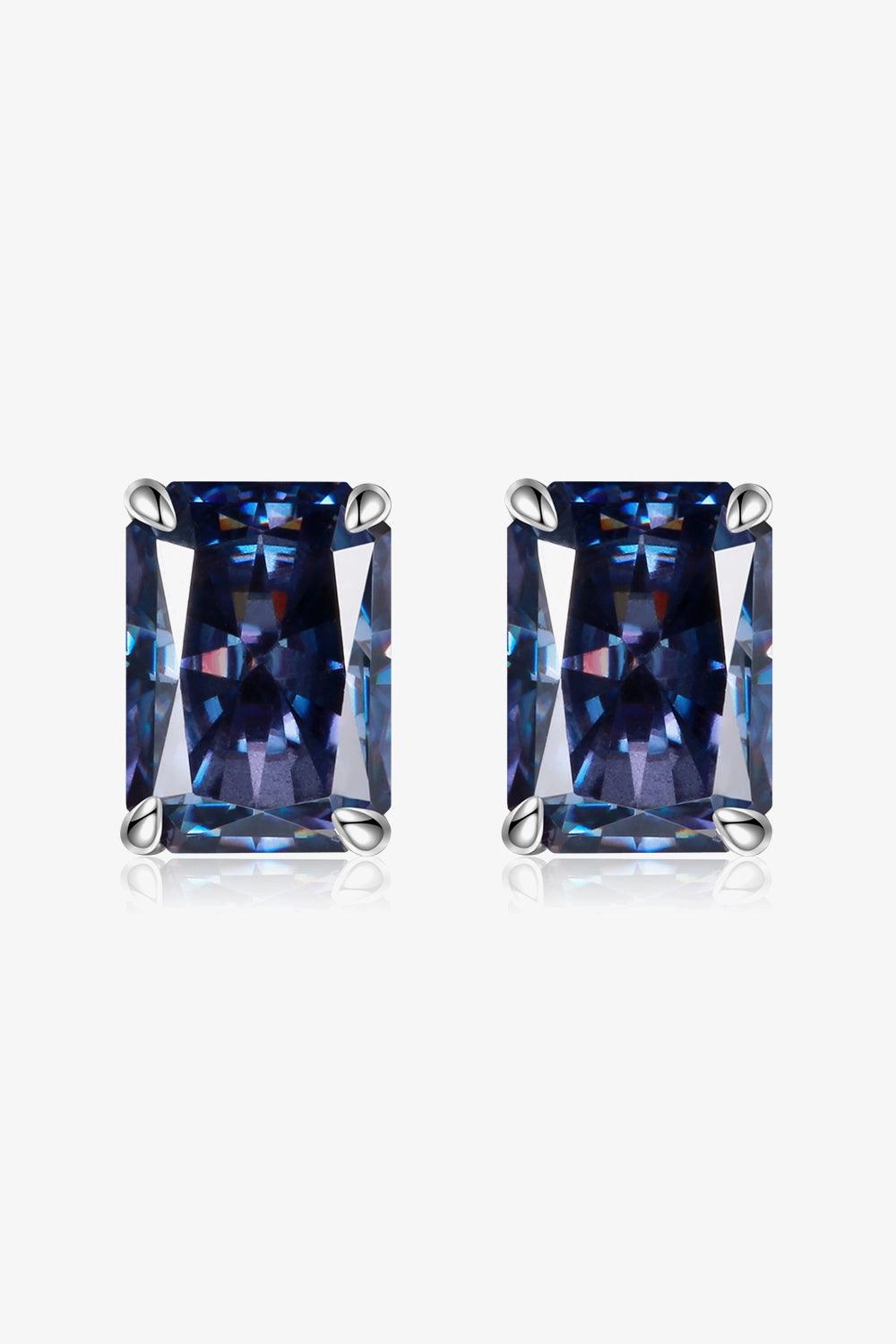 2 Carat Rectangle Moissanite 4-Prong Stud Earrings 