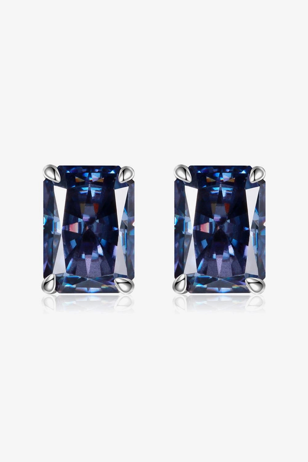 2 Carat Rectangle Moissanite 4-Prong Stud Earrings 