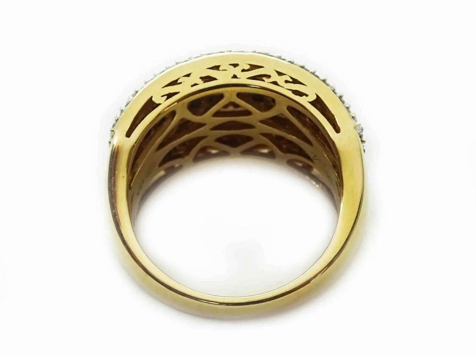 2ct tw Natural Chocolate &amp; Vanilla Diamond Row Filigree Ring 14k Gold Size 6