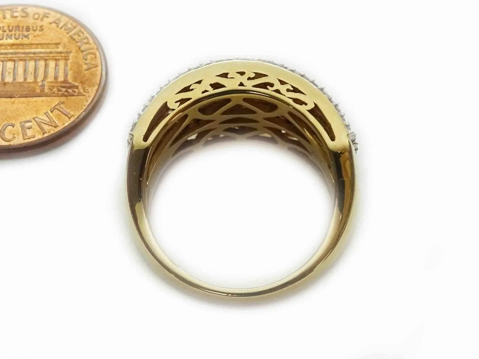 2ct tw Natural Chocolate &amp; Vanilla Diamond Row Filigree Ring 14k Gold Size 6