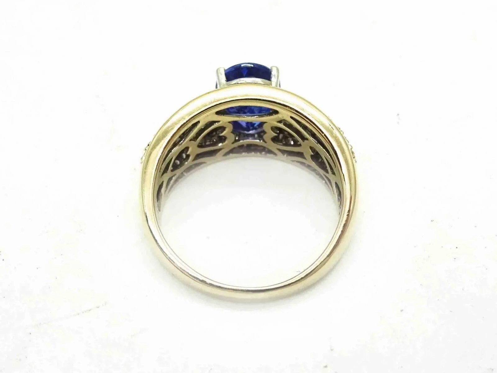 3.95ct tw Natural Tanzanite &amp; Diamond Cocktail Ring 18k Gold Size 7
