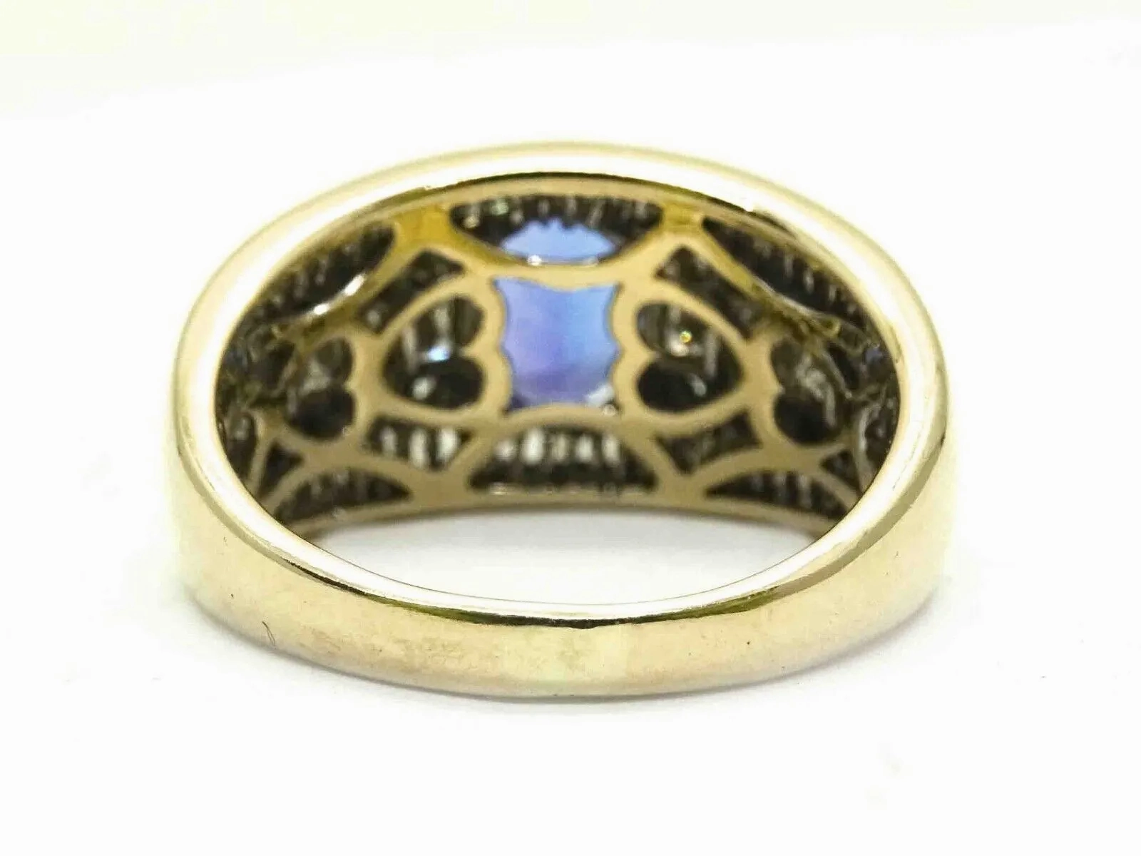 3.95ct tw Natural Tanzanite &amp; Diamond Cocktail Ring 18k Gold Size 7