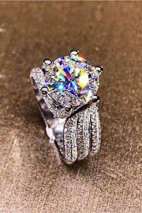 3 Carat Moissanite Three-Layer Ring 