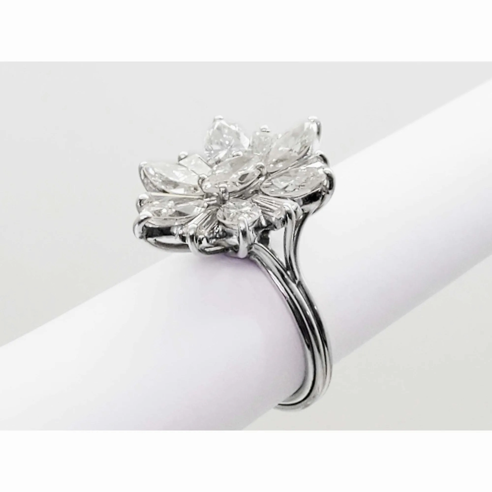 4.5 ctw Natural Earth Mined Diamond Starburst Cluster Ring Platinum Size 6.25