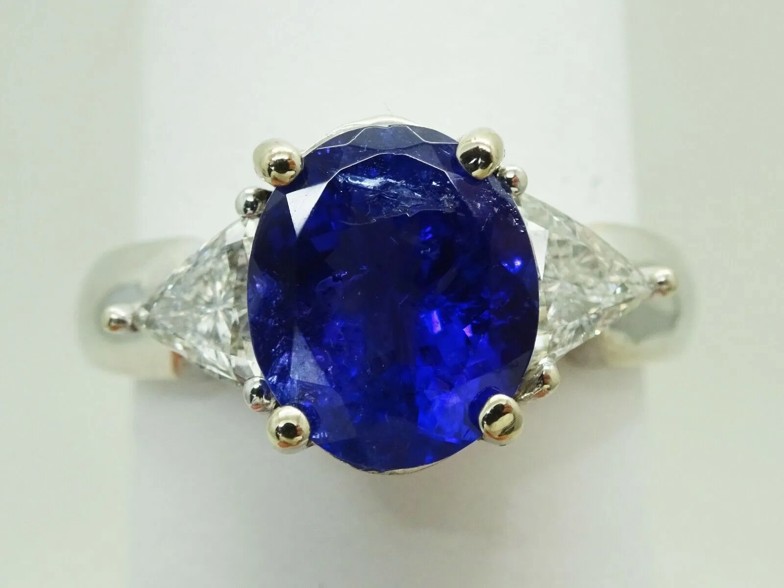 4.71ct Natural Tanzanite &amp; Earth Mined Diamond Ring solid 14k  Gold Size 11.25