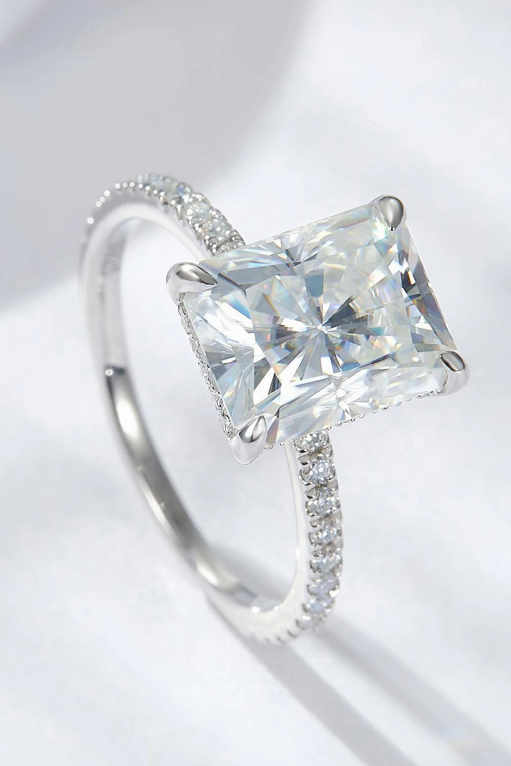 4 Carat Moissanite 4-Prong Side Stone Ring 