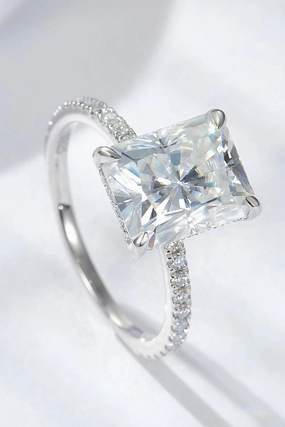 4 Carat Moissanite 4-Prong Side Stone Ring 