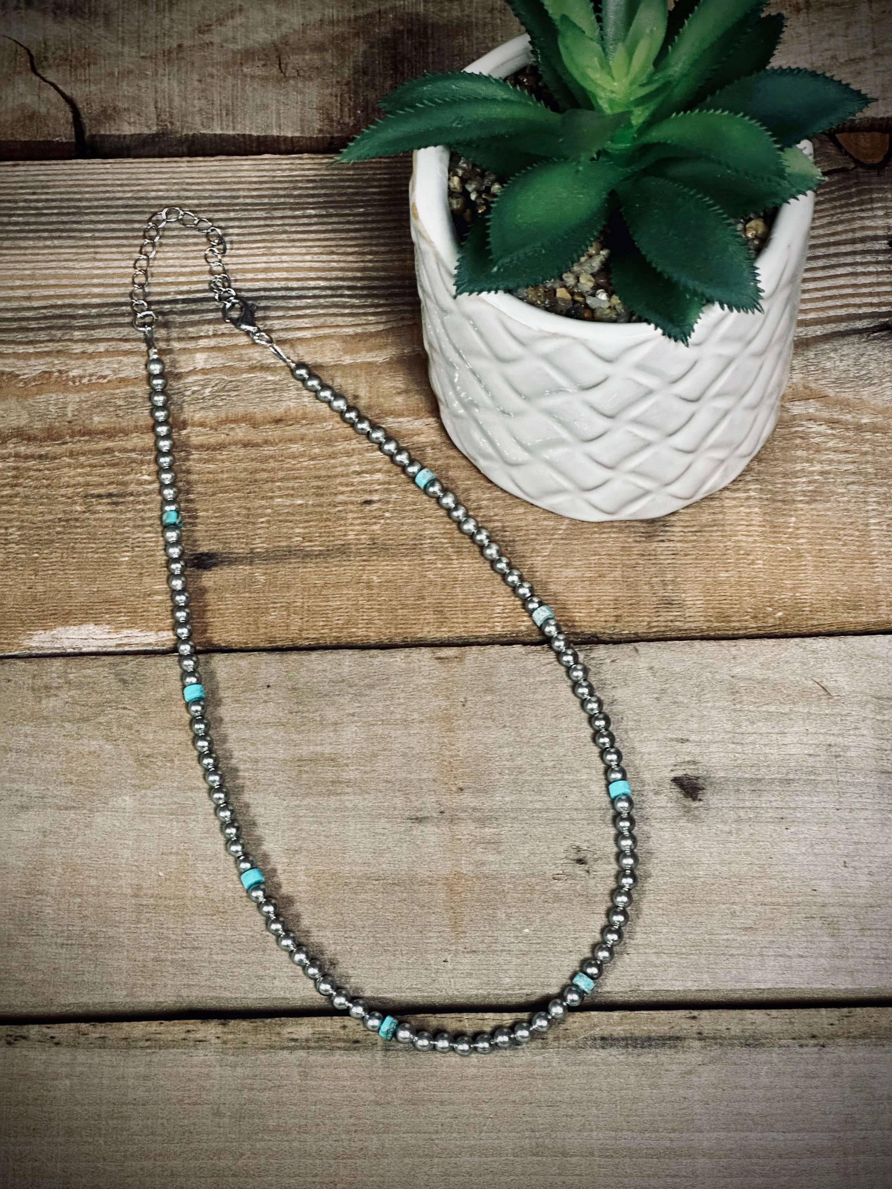 4 mm silver plated and composite turquoise texture-rose-gold  