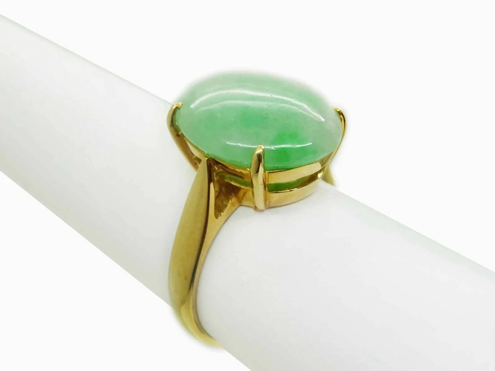 5.00ct Natural Jade Oval Cabochon Filigree Ring 14k Gold Size 5.75
