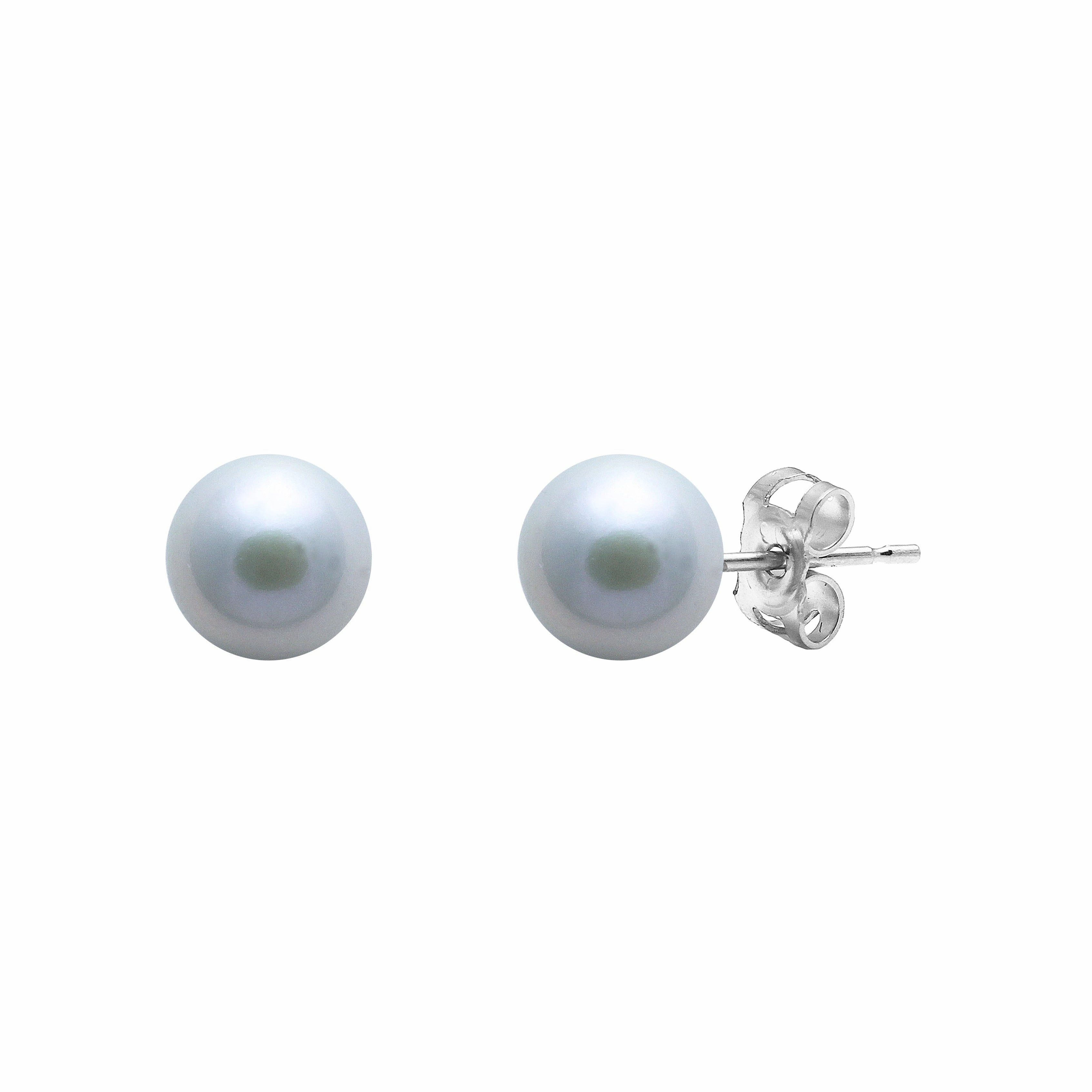 5-5.5mm Grey Freshwater Pearl Sterling Silver Stud Earrings texture-pearl  