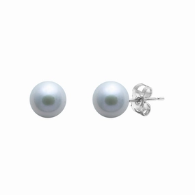5-5.5mm Grey Freshwater Pearl Sterling Silver Stud Earrings texture-pearl  
