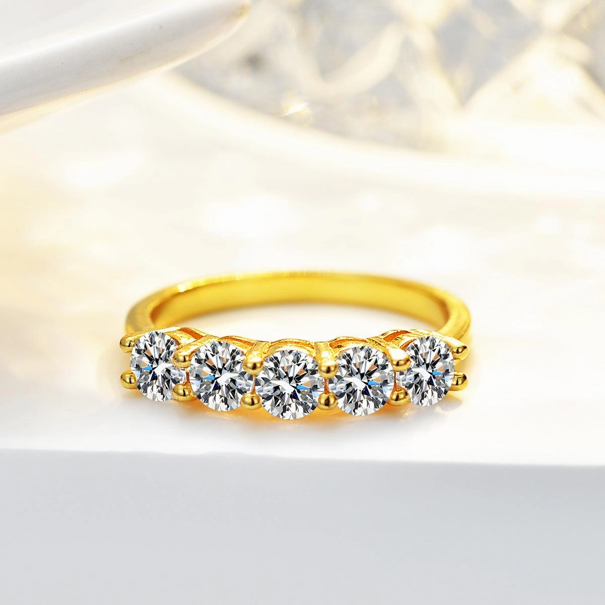 5-star Seven Star Diamond Female S925 Silver Ring