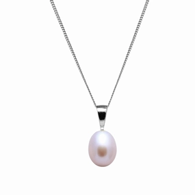 7.5-8mm Teardrop Pink Freshwater Pearl Sterling Silver Pendant texture-pearl  