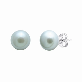 7-7.5mm Grey Button Freshwater Pearl Sterling Silver Stud Earrings texture-pearl  