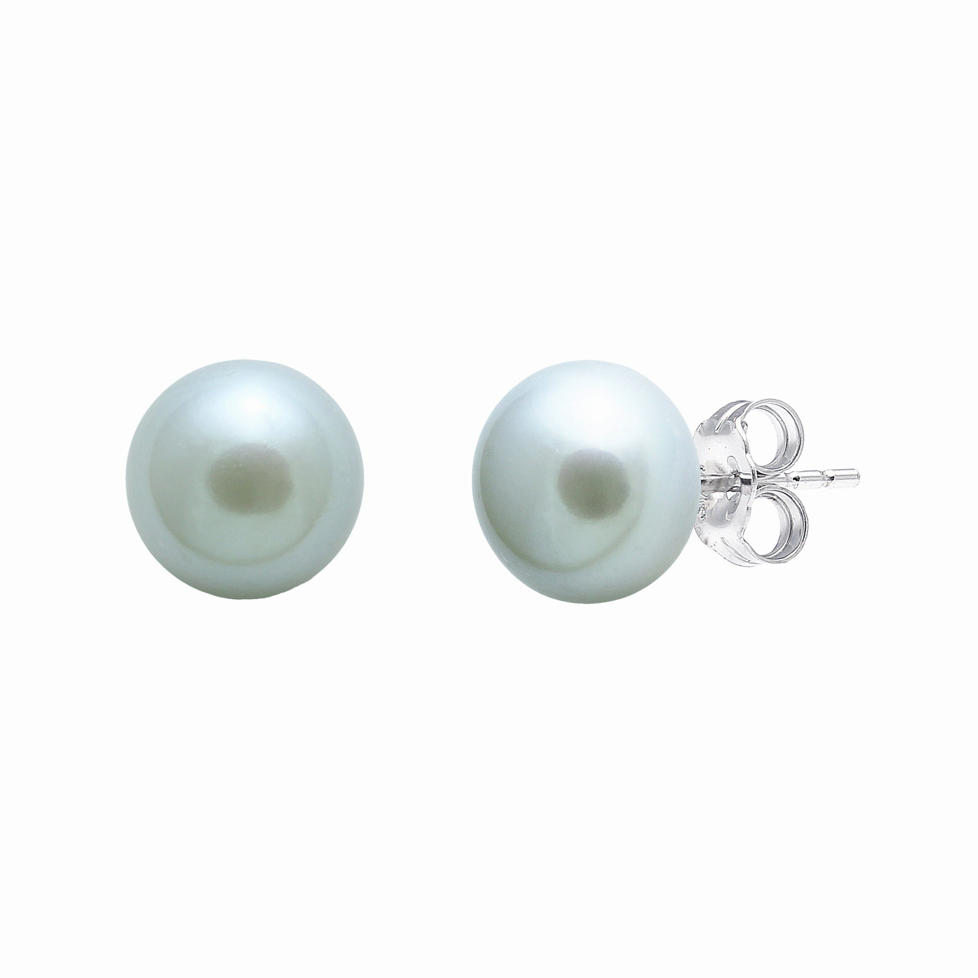 7-7.5mm Grey Button Freshwater Pearl Sterling Silver Stud Earrings texture-pearl  