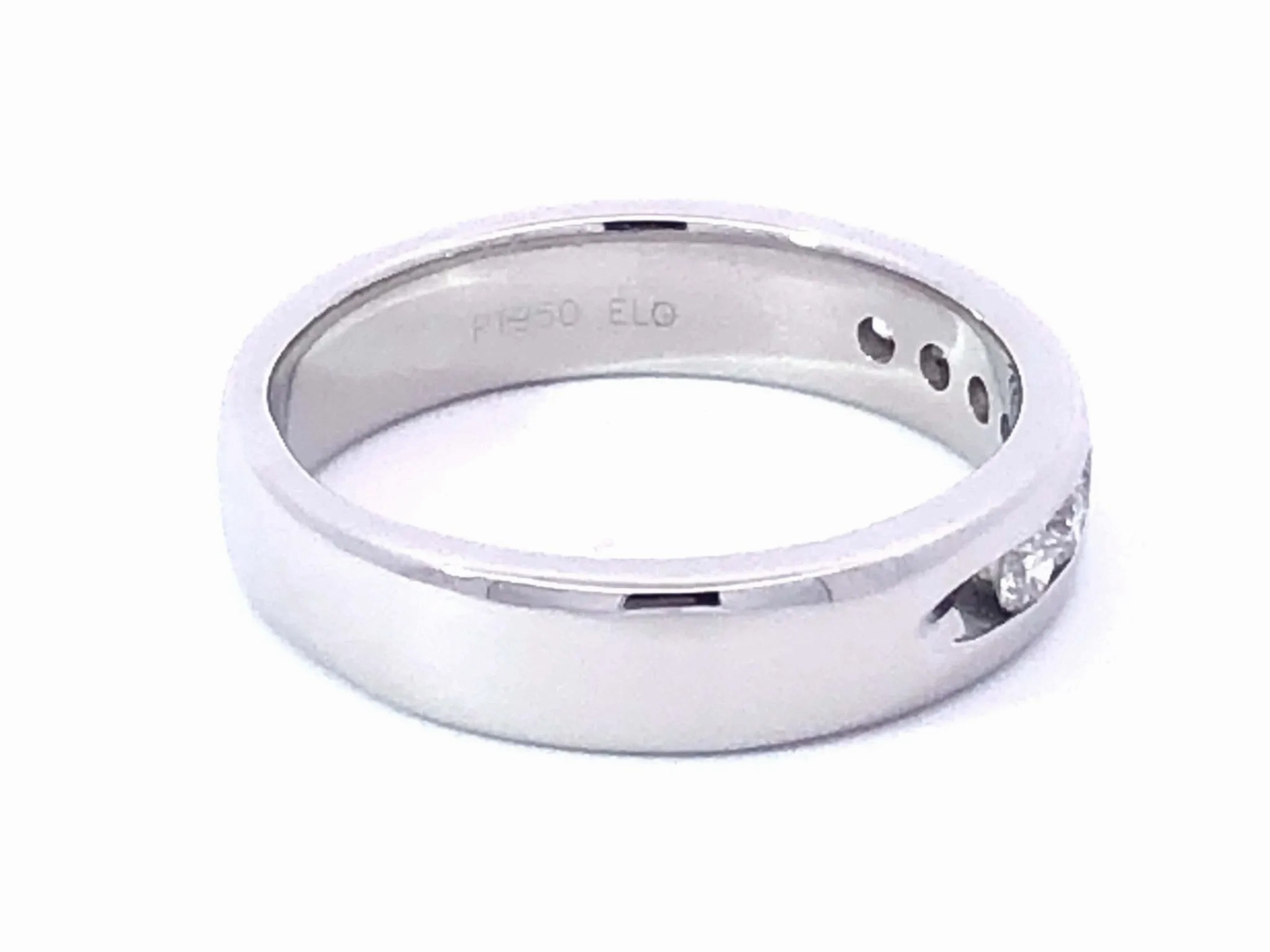 7 Diamond Channel Set Platinum Wedding Band Ring 5mm