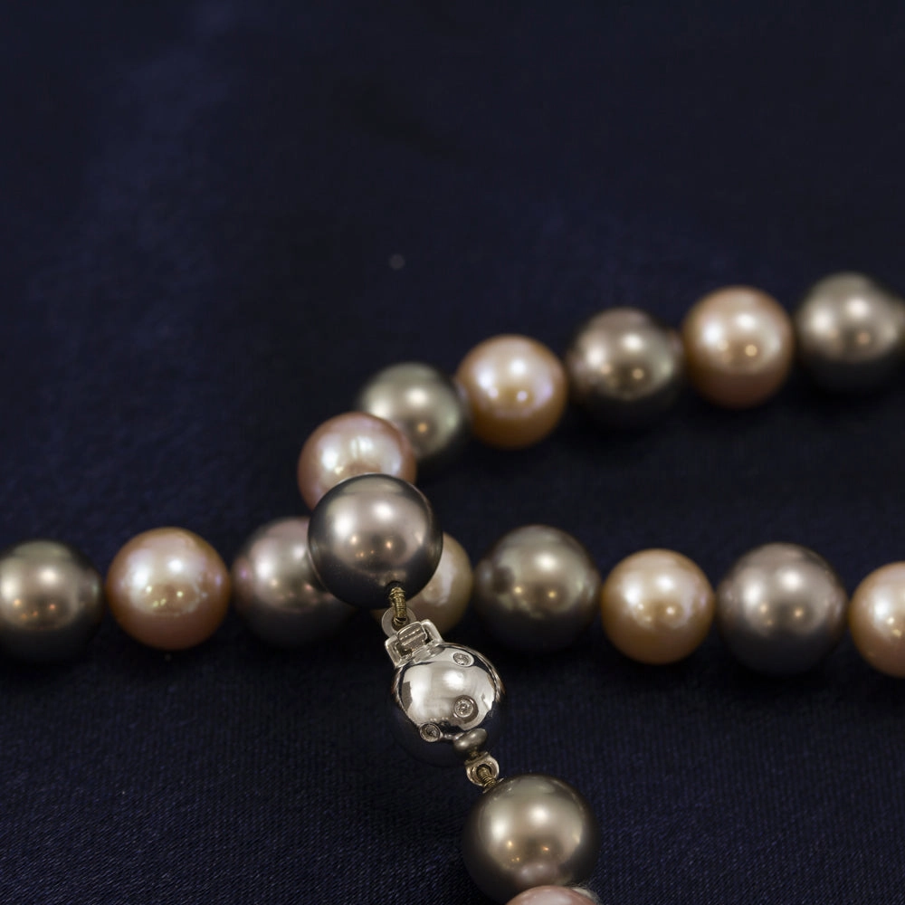 8-10mm Grey Tahitian Pearls and Pink Freshwater Pearl Necklace 18