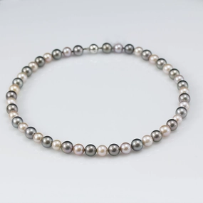 8-10mm Grey Tahitian Pearls and Pink Freshwater Pearl Necklace 18 texture-pearl  