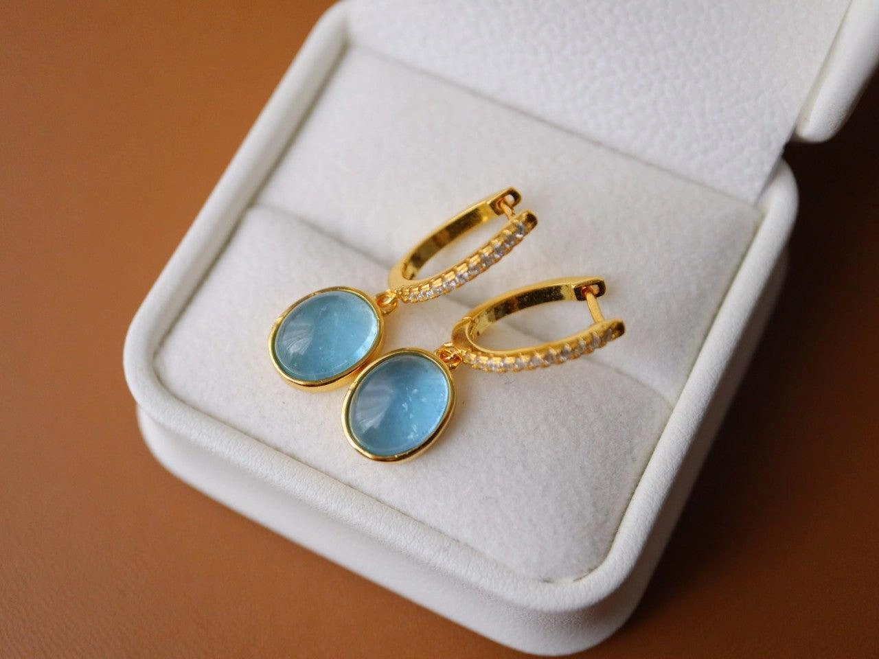 925 Silver Body Earrings Natural Sea Blue Treasure