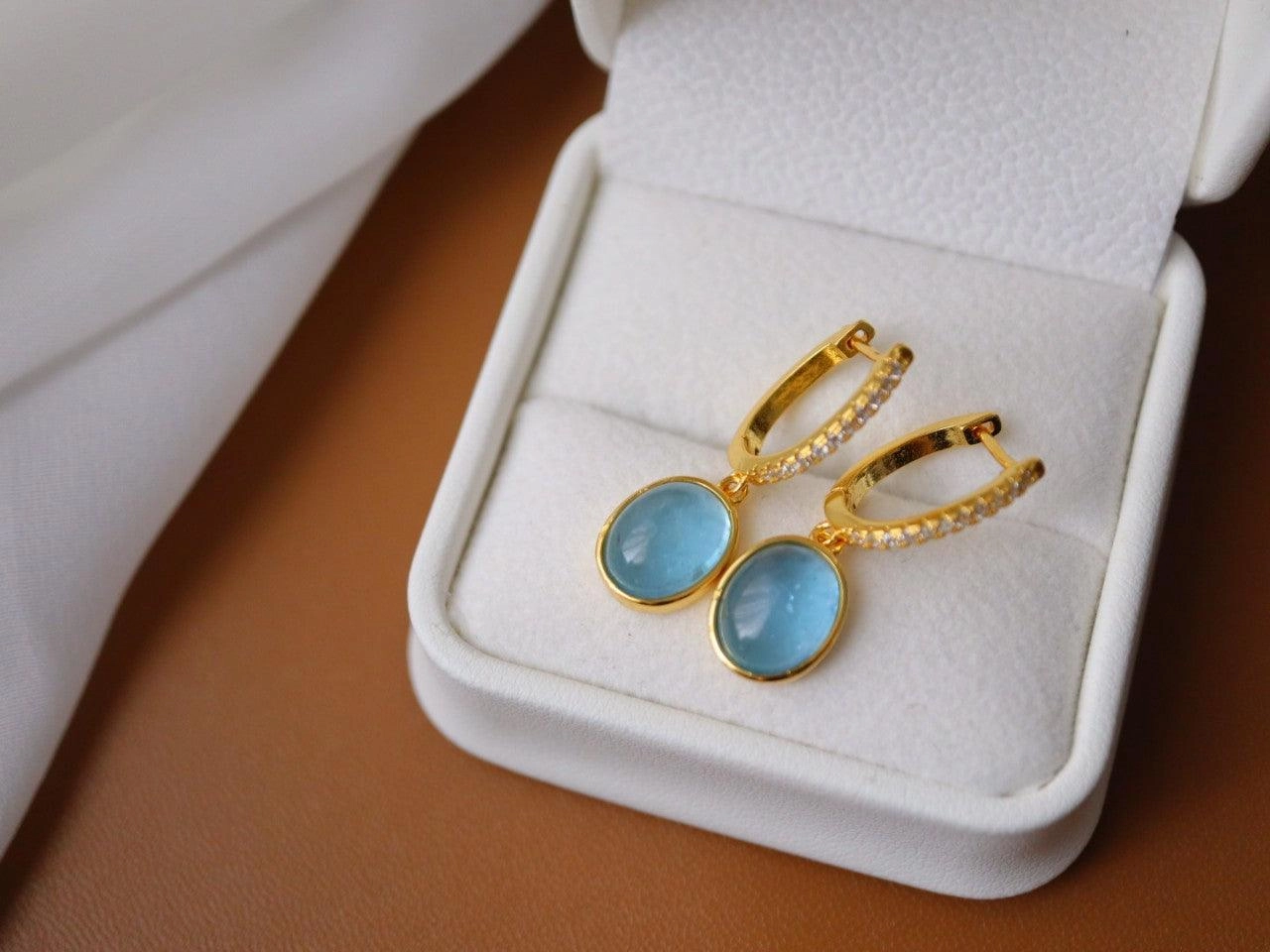 925 Silver Body Earrings Natural Sea Blue Treasure