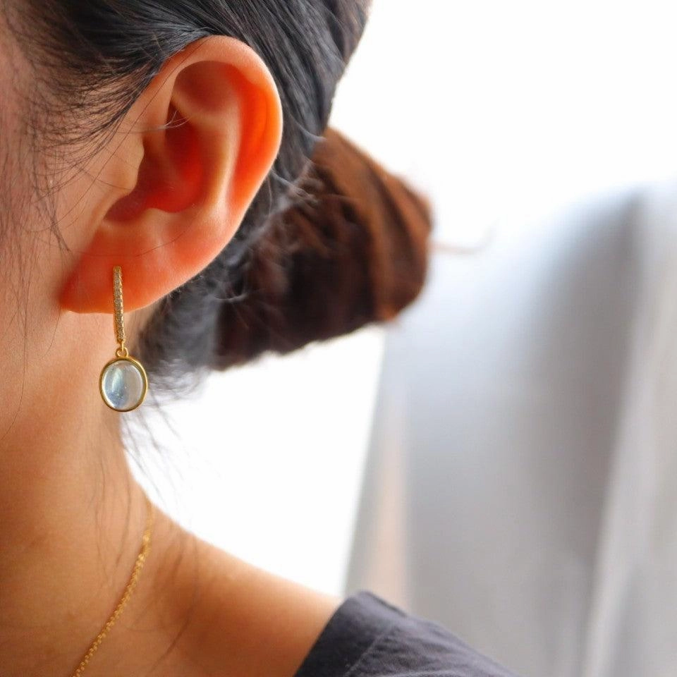 925 Silver Body Earrings Natural Sea Blue Treasure 