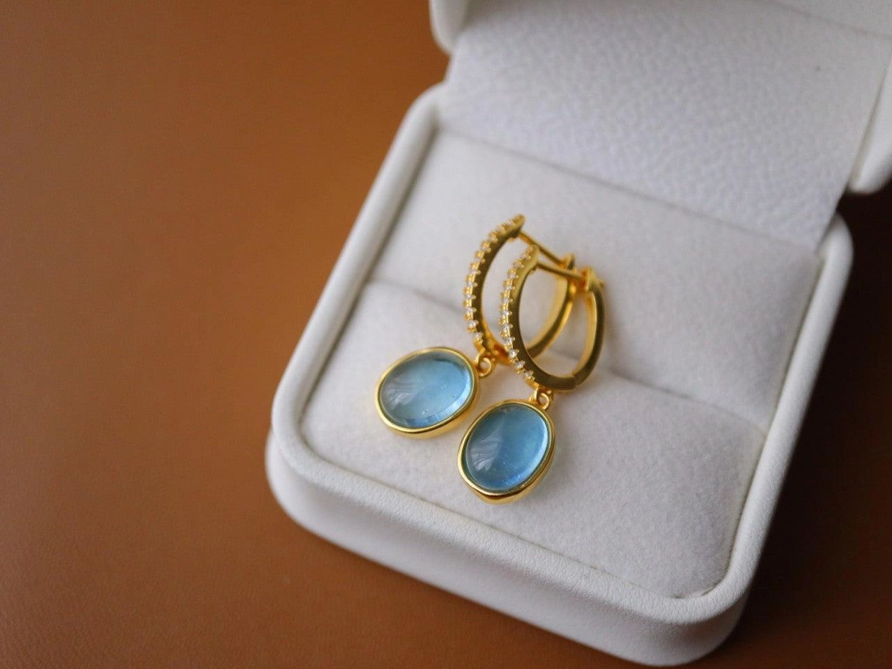 925 Silver Body Earrings Natural Sea Blue Treasure