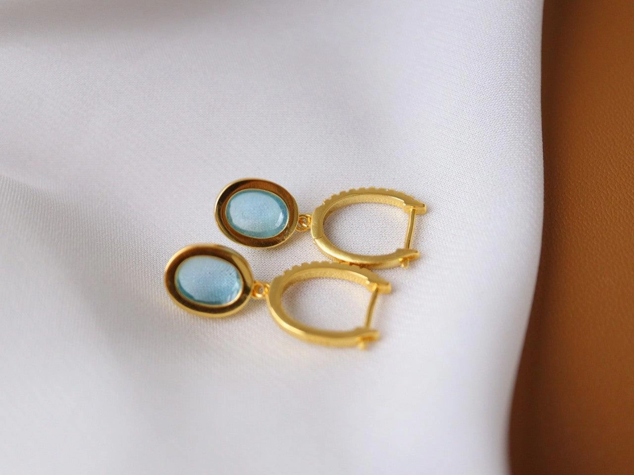 925 Silver Body Earrings Natural Sea Blue Treasure