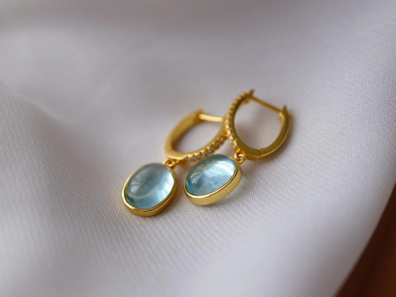 925 Silver Body Earrings Natural Sea Blue Treasure