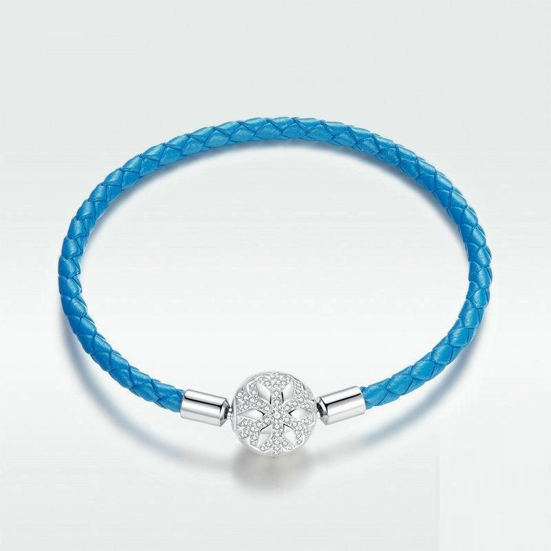 925 Silver Braided Blue Leather Rope Basic Single Chain