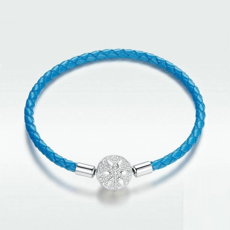 925 Silver Braided Blue Leather Rope Basic Single Chain