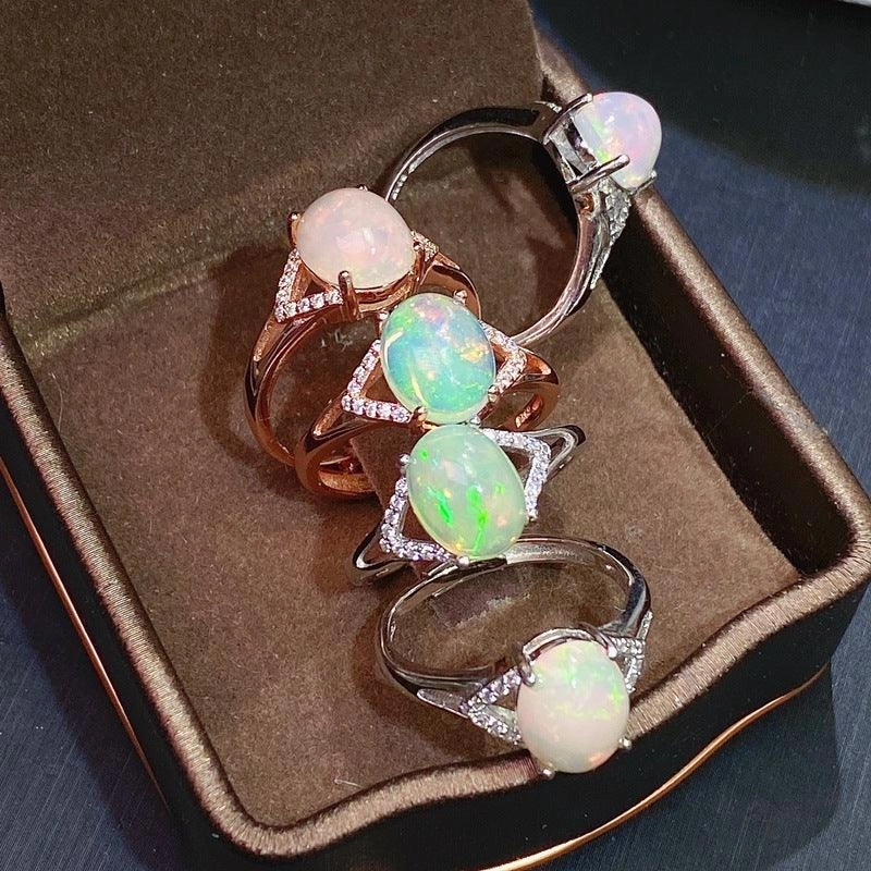 925 Silver Inlaid Natural Australian Opal Ring