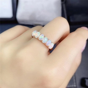 925 Silver Natural Opal Ring 