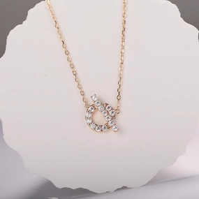925 Silver Pig Nose Necklace Gold-plated Micro Inlaid Zircon Ladies Clavicle Chain 