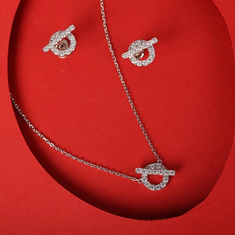 925 Silver Pig Nose Necklace Gold-plated Micro Inlaid Zircon Ladies Clavicle Chain
