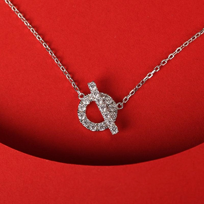 925 Silver Pig Nose Necklace Gold-plated Micro Inlaid Zircon Ladies Clavicle Chain