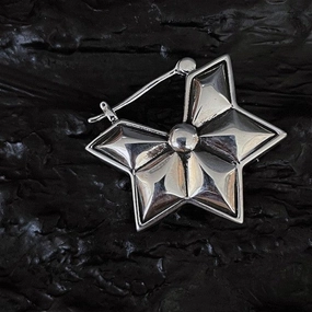 925 Silver Retro Three-dimensional Six-pointed Star Ear Buckle 