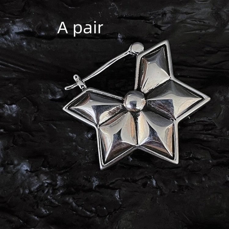 925 Silver Retro Three-dimensional Six-pointed Star Ear Buckle