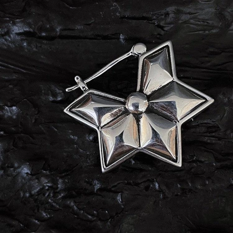 925 Silver Retro Three-dimensional Six-pointed Star Ear Buckle 