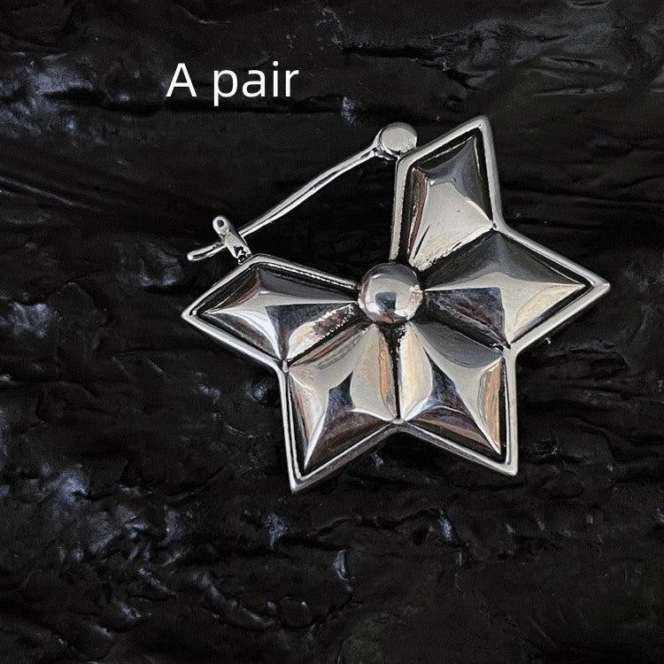 925 Silver Retro Three-dimensional Six-pointed Star Ear Buckle
