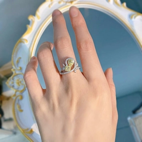 925 Silver Simple Yellow Diamond Ring Fashion 