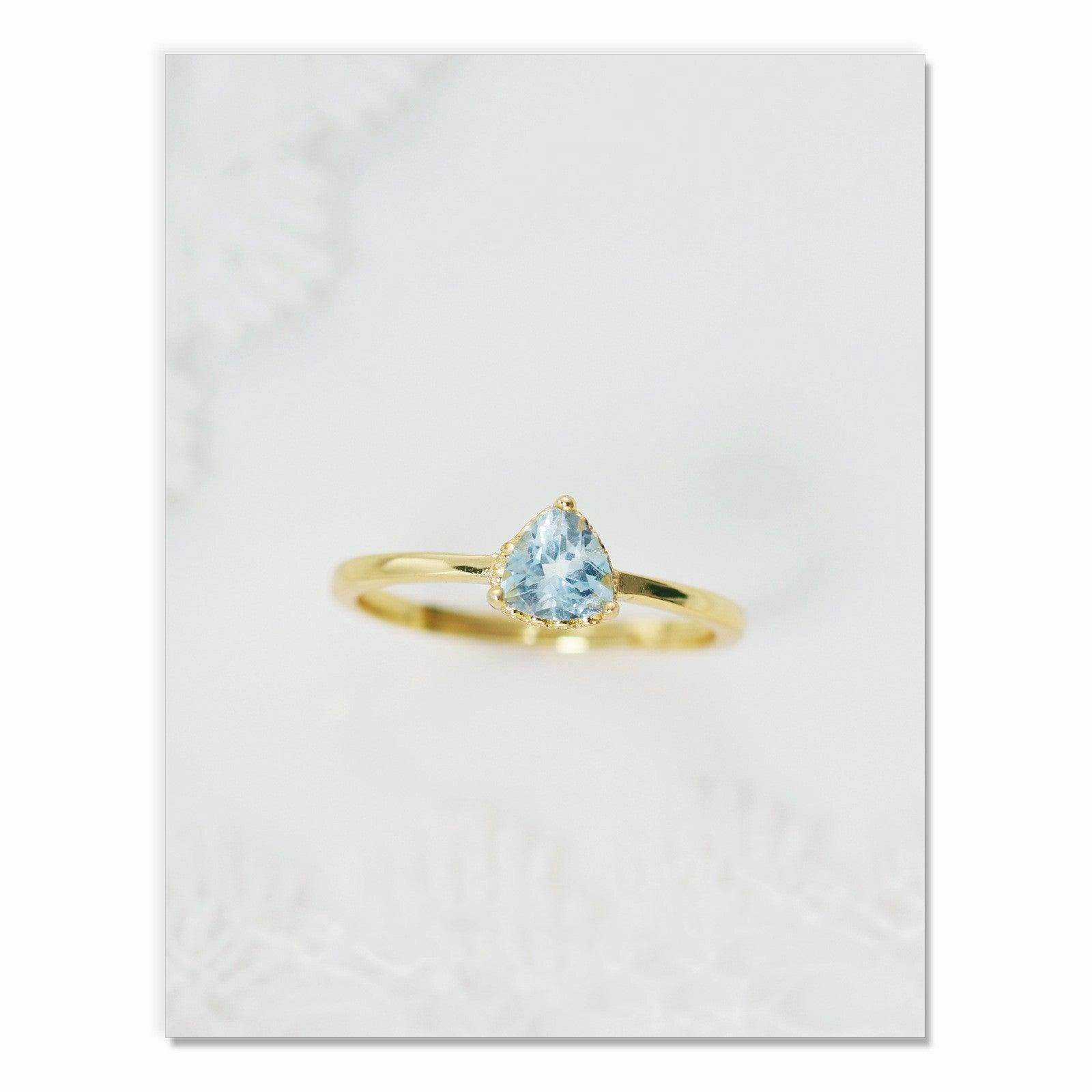 925 Silver Sky Blue Topa Triangle Cut Ring Adjustable