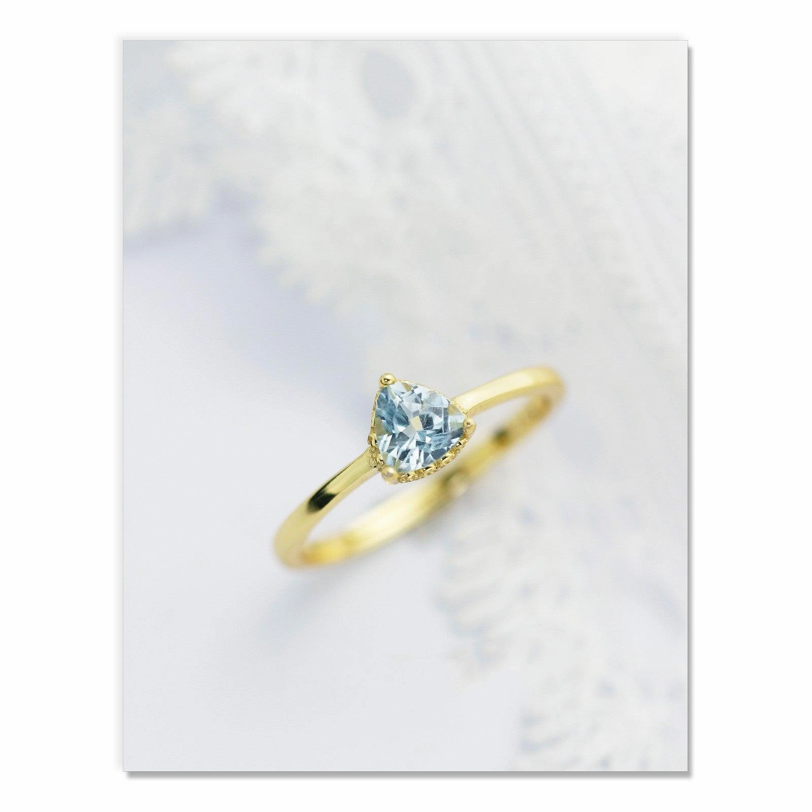 925 Silver Sky Blue Topa Triangle Cut Ring Adjustable