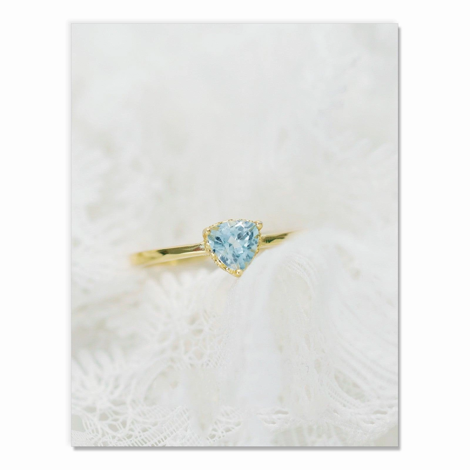 925 Silver Sky Blue Topa Triangle Cut Ring Adjustable
