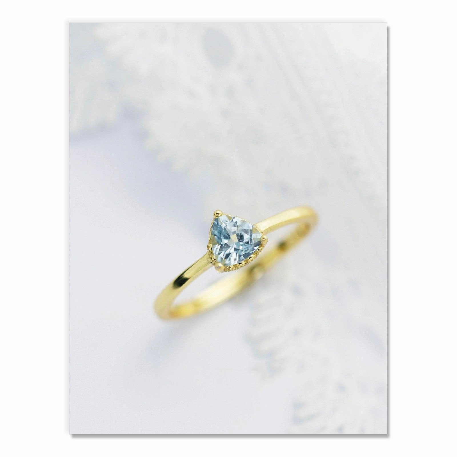 925 Silver Sky Blue Topa Triangle Cut Ring Adjustable