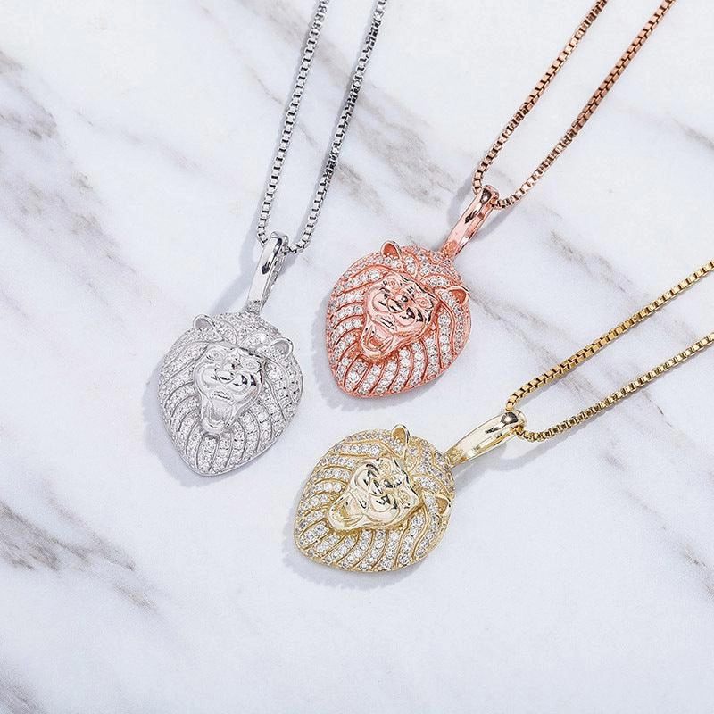 925 Silver Solid Pendant Inlaid With Zircon Hip-hop Clavicle Chain 