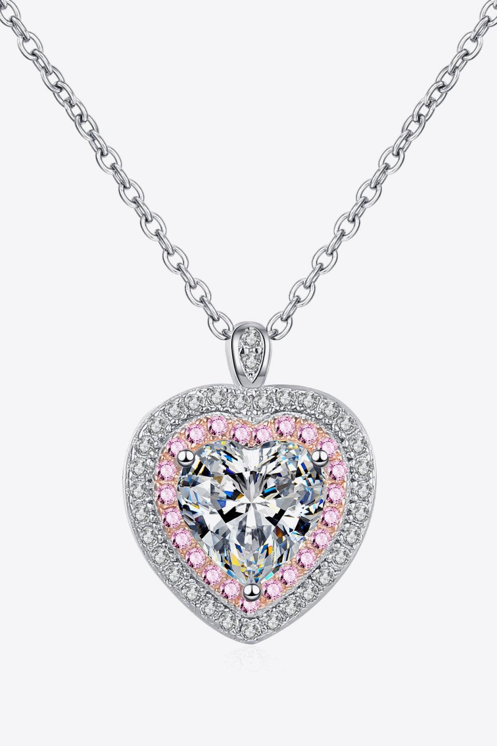 925 Sterling Silver 1 Carat Moissanite Heart Pendant Necklace