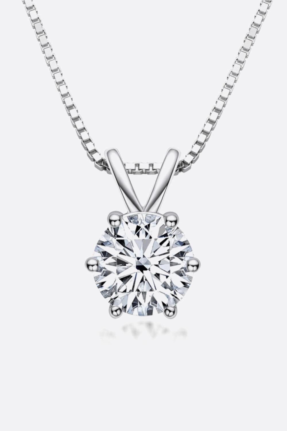 925 Sterling Silver 1 Carat Moissanite Pendant Necklace 