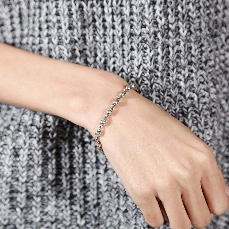 925 Sterling Silver Fashion Trendy Jewelry Vintage Thai Silver Skull Bracelet Personality Female Student Thin Chain