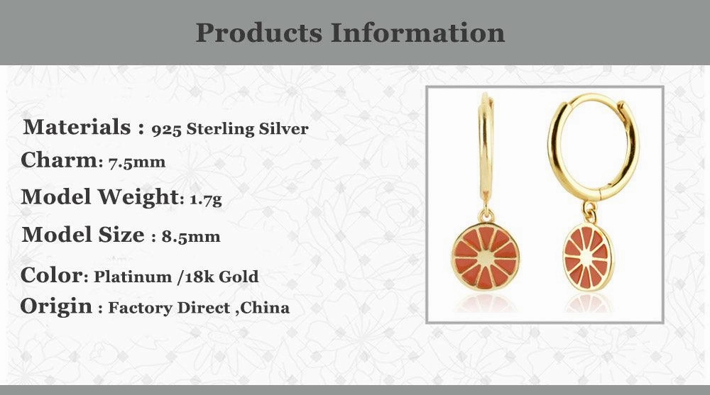 925 Sterling Silver Gold Orange Fruit Drop Earring
